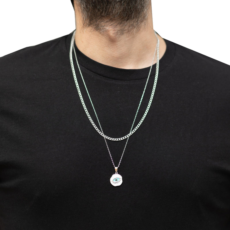 Eye Double Chain (Silver-Green)